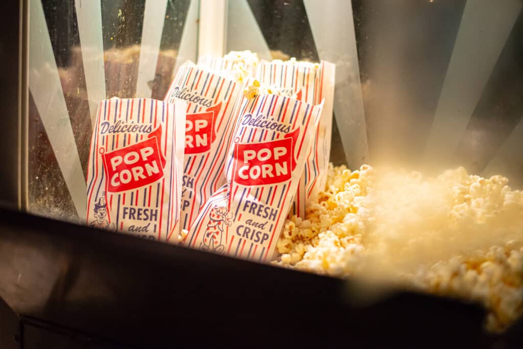 Bags of popcorn in a popcorn maker.
