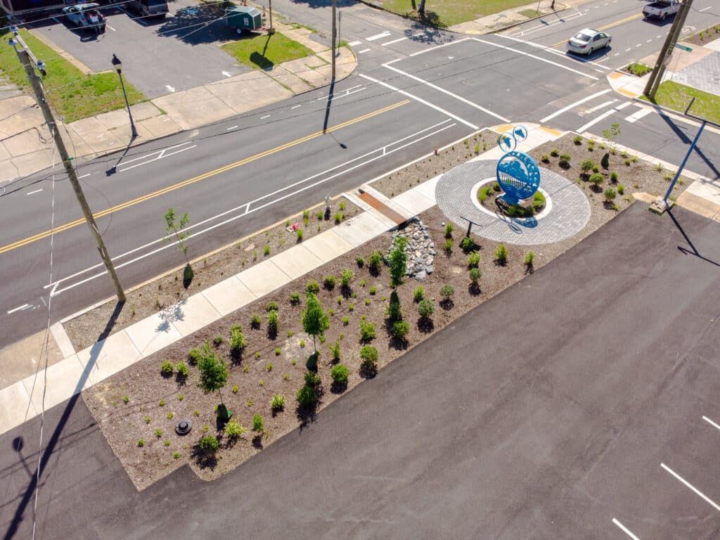 Aerial view of the Fulton Green Street.