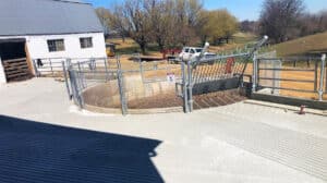 A large concrete container used for manure storage