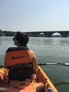 photo of kayaker boating on the Potomac River