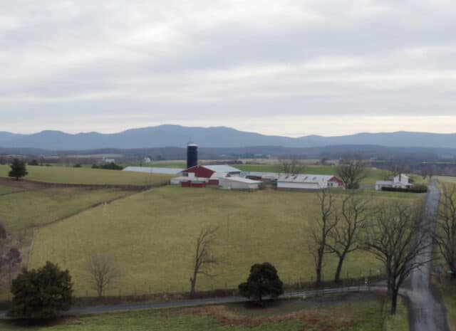 Aerial view of a farm
