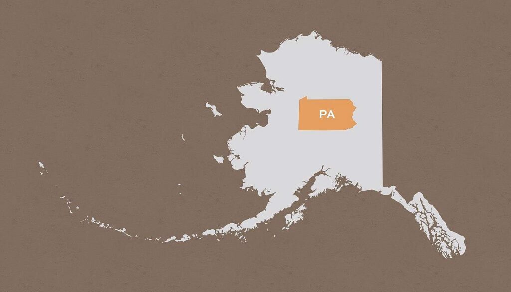 Pennsylvania inside of a much larger Alaska